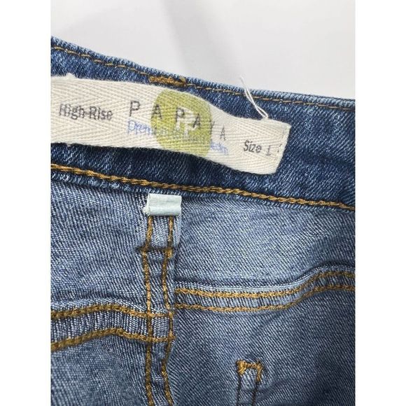 Papaya Women's Blue Denim High Rise Distressed Sleeveless Overalls Size Large - Picture 3 of 10